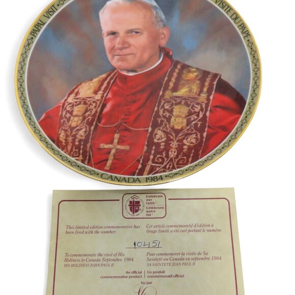 POPE Papal CANADA Visit 1980s Plate And Figure John Paul II - Picture 11 of 11